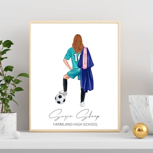 Personalisierte Fußball-Abschluss-Druck, Fußball-Abschluss-Geschenk, Fußball-Geschenk für Mädchen, benutzerdefinierte Abschluss-Druck, Abitur-Geschenk, Fußball