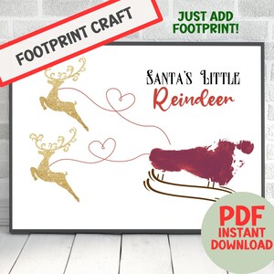 Reindeer Footprint Art, Christmas Footprint Art, Holiday Footprint Craft, Footprint Printable, Baby Footprint,Festive Footprint Keepsake