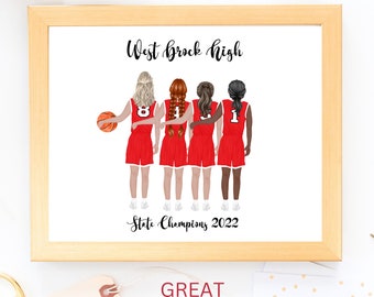 Poster personnalisé de l'équipe de basket-ball, cadeau de basket-ball, cadeaux personnalisés de basket-ball, cadeau pour adolescente, art mural imprimable cadeau d'équipe de basket-ball