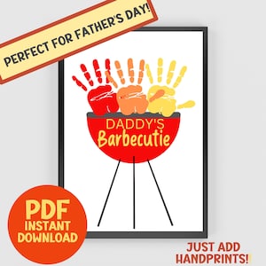 Dad Handprint Art, Father's Day Handprint Printable, Baby Handprint Art, Toddler Handprint Art, Daddy Handprint Craft, Gift For dad, BBQ Art