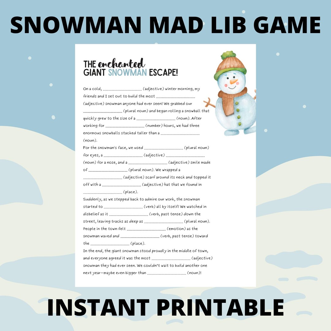 Winter Wonderland Game Mad Libs - Fill-in-the-blank Game for Classroom ...