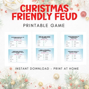 Printable Christmas Trivia Game | Printable Christmas Friendly Feud Game | Downloadable Christmas Quiz Party Games for Kids