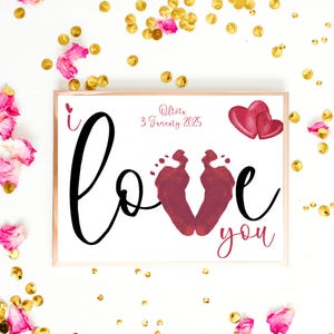 Personalized Love Footprint Art, Valentines Footprint Craft, Footprint Printable, Baby Footprint, Footprint Printable, Footprint Keepsake