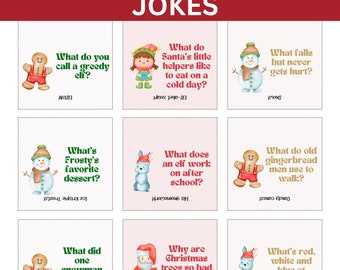 Christmas Lunch Box Notes for Kids, Holiday Joke Lunch Box Notes, Lunch Box Jokes, Printable Lunch Box Notes, Holiday Jokes for Kids|