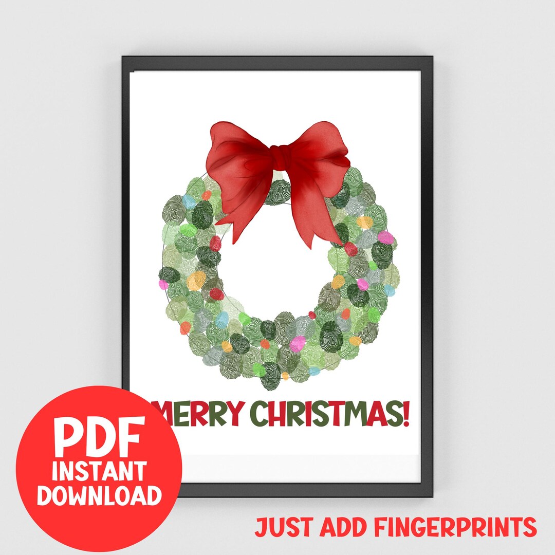 Christmas Wreath Finger Print Art Wreath Finger Print Craft Holiday
