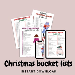 Christmas Movie Bucket List | Printable Christmas Bucket List | Christmas Bucket List Bundle | Christmas Bucket List | Holiday Bucket List