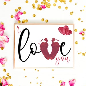 Love Footprint Art, Valentines Footprint Craft, Footprint Printable, Baby Footprint, Footprint Printable, Footprint Keepsake, Love Craft