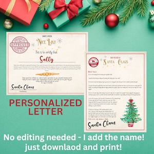 Carta oficial personalizada de Papá Noel con certificado de buena lista, carta navideña para Papá Noel, carta editable para Papá Noel, carta digital del Polo Norte