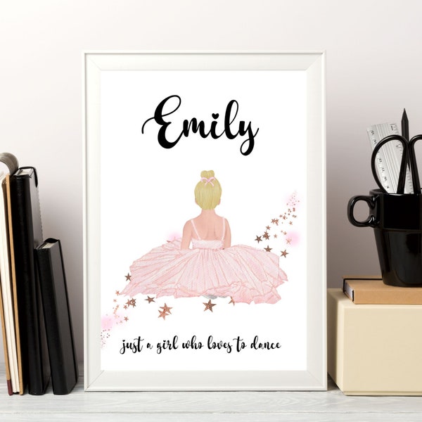 Personalized Ballet Poster, Ballet gift, Dance gift, Little girl gift, gifts for her, Room decor, Dance wall art, Ballet decor, Ballet art