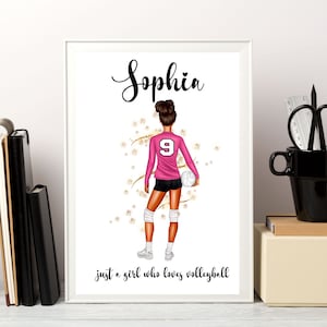 Póster de voleibol personalizado, regalo de voleibol, regalos de voleibol personalizados, regalo para adolescentes, regalos para ella, arte de pared imprimible de voleibol