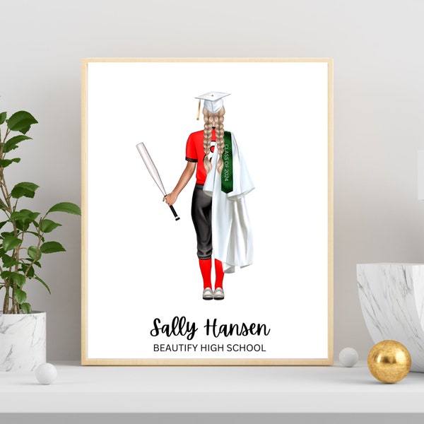 Softball Graduation Poster, Softball Grad gift, Personalized Softball gifts, teen girl gift, Grad gifts for her, Softball printable wall art