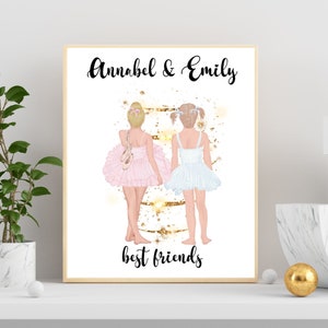 Personalized Best friends Ballet Poster, Ballet gift, Dance gift, Friend dancer Poster, BFF Dancers, Dance gift for friend, Ballet poster