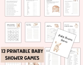 Baby Shower Game Bundle, Minimalist Baby Shower Games, Modern Baby Shower Games Pack, Printable Baby Shower Games, Fun Baby Shower Games