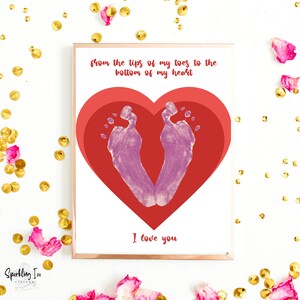 Heart Footprint Art, Heart Footprint Craft, Footprint Printable, Valentines Footprint Art, Footprint Printable, Footprint Keepsake
