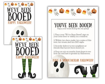 Printable You&#39;ve Been Booed Set | Halloween We&#39;ve Been Booed Sign | You&#39;ve Been Booed Printable Kit | Halloween Boo Kit Printable