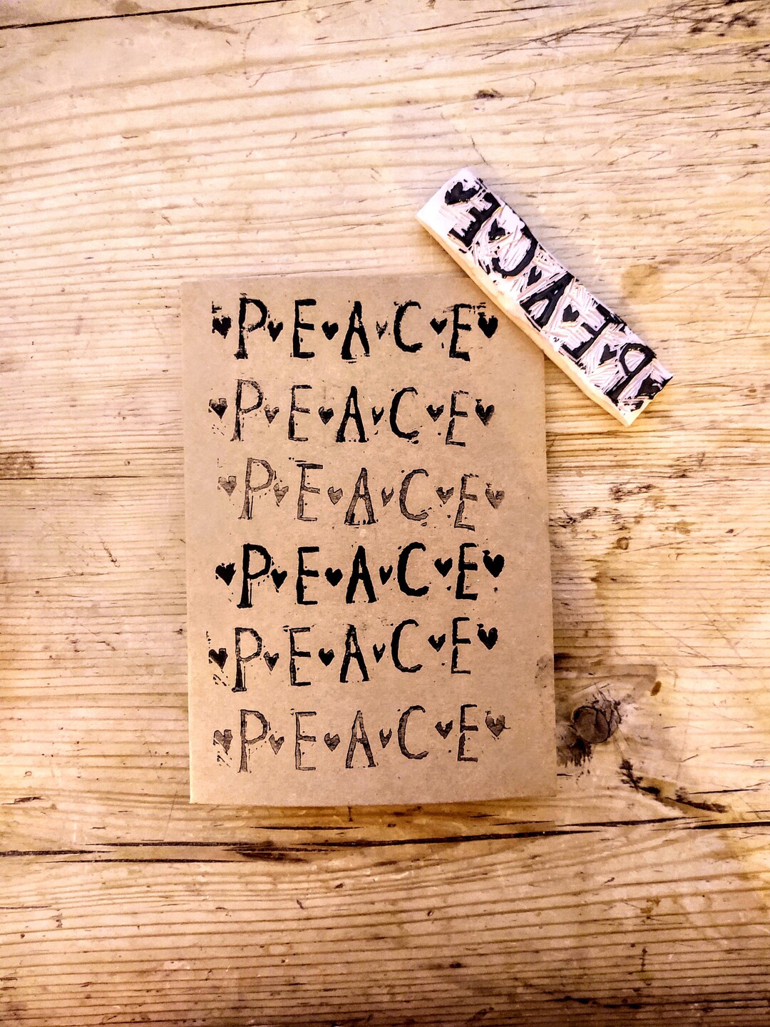 Set of 4 Peace Cards Peace Sign Peace Sign Print Kraft Etsy