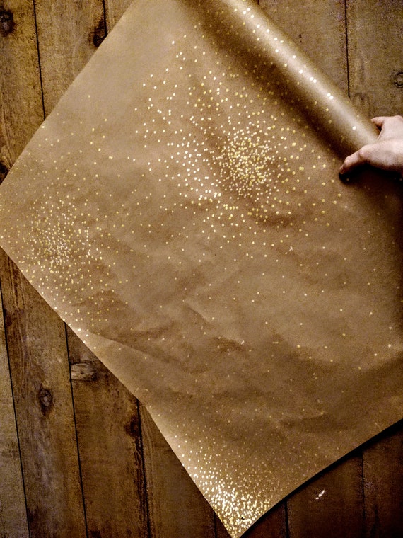 12ft Gold Wrapping Paper, Recycled Wrapping Paper, Kraft Wrapping Paper, Kraft  Wrapping Paper, Christmas Wrapping Paper, Recycled Gift Wrap 