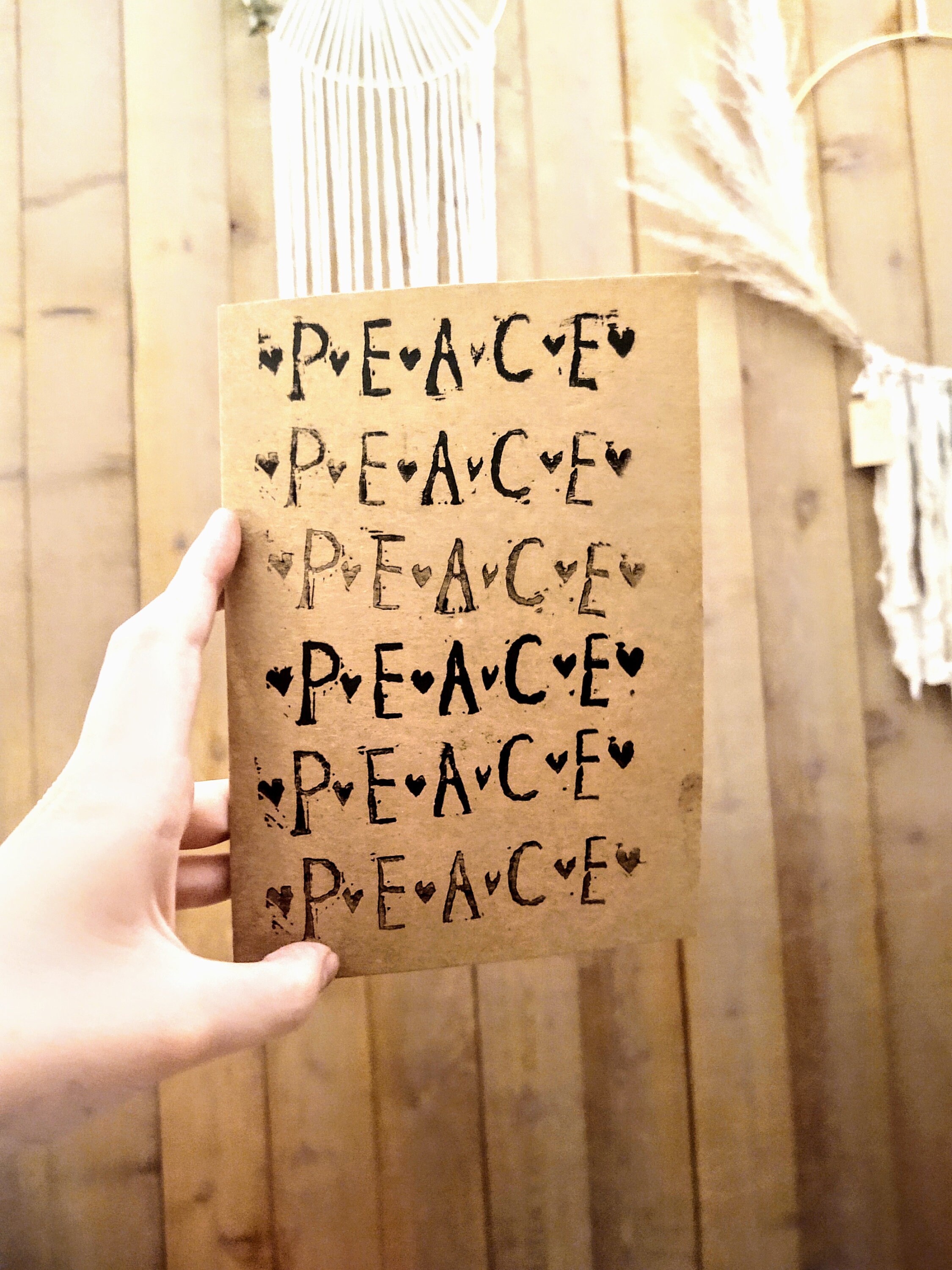 Set of 4 Peace Cards Peace Sign Peace Sign Print Kraft Etsy