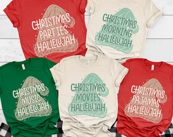 Christmas Hallelujah Shirts, Family Matching Xmas Tshirt, Matching Group Tees, Christmas Gift Tees, Christian Christmas Tees,Group Christmas