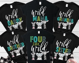 Four Ever Wild Birthday Shirt, 4th Birthday Shirt, Family Safari Shirt, Matching Wild Shirts, Four Year Old, Birthday Shirt, Girl, Wild Mom