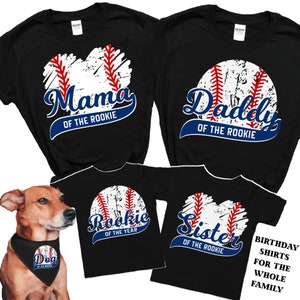 Chemise 1er anniversaire de recrue de l'année, chemise d'anniversaire de baseball recrue, t-shirts d'anniversaire de baseball familial, maman papa de la recrue, tout-petit