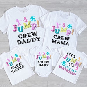 Jump Trampoline Party Shirts, Let&#39;s Jump Party, Girl Bounce Birthday Family Tshirts, Girls Trampoline Birthday Shirt, Bounce House Party