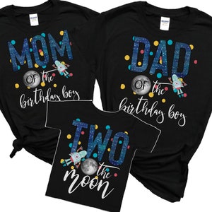 Family Matching, Two The Moon, Birthday Top, Mommy and Me, Space, Out Of This World, Family Set, Outer Space Party, Space Birthday Party,Two