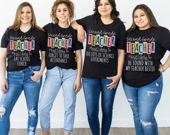 Second Grade Teacher Shirts, Team Teacher Tshirt, Back to School Teacher Shirt, 2nd Grade Teacher Shirt, Colorful Most Likely To Teacher Tee