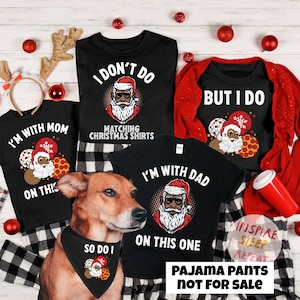 Black Santa Claus Christmas Pajamas, Matching Family Christmas Pajamas, Holiday Pajamas, Christmas PJs Family, Brown Santa Christmas Shirts