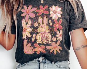 Easter Teacher Shirt, Coquette Teacher T-Shirt, Spring Teacher Pencil Tee, Peach Bunny T-Shirt, Easter Shirt, Elementary School Teacher Gift