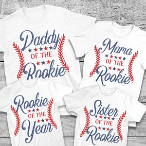 Chemise 1er anniversaire de recrue de l'année, chemise d'anniversaire de baseball recrue, t-shirts d'anniversaire de baseball familial, maman papa de la recrue, tout-petit