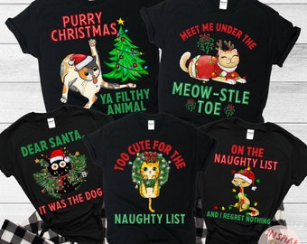 Family Christmas Shirt, Group Matching Christmas outfits,  Funny Cat Christmas Party Tees, Matching Family Christmas Shirts,  Cat Lover Gift