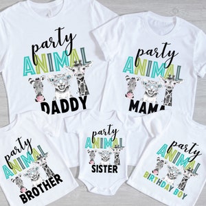 Party Animal Shirt, Zoo Birthday Party Shirts, Adult Tshirt, Toddler t-shirt, Safari Animals Birthday Decoarations, Party Animals t shirt