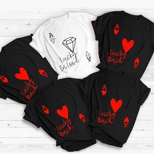 Chemise Bachelorette Las Vegas, cadeaux EVJF, chemise de mariée carte à jouer, chemises de mariée, t-shirt EVJF porte-bonheur, EVJF