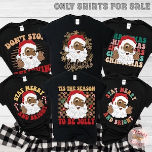 Black Santa Claus Christmas Pajamas, Matching Family Christmas Pajamas, Holiday Pajamas, Christmas PJs Family, Brown Santa Christmas Shirts