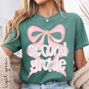 Comfort Colors Teacher Shirt, Second Grade Back to School Teacher Tshirt, Coquette Girly School 2nd Grade Tee, Gift for Teacher, Teacher Bow