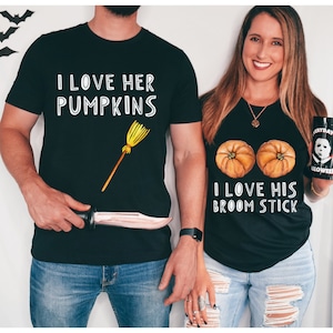Funny Couples Halloween Shirts, Couple Halloween Shirts, Couple Sweaters, Funny Halloween T-Shirt Matching Halloween TShirts Halloween Party