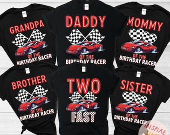 Two Fast Birthday Shirt, Race Car Birthday Shirt, 2nd Birthday Outfit, 2nd Birthday Shirt, Matching Family Birthday Racer Shirt Personalized