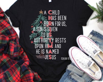 Christian Christmas, Religious T-Shirt, Bible Verse Shirt, Church tshirt, Jesus Christmas Shirt, Jesus Christ is Born