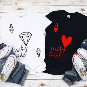 Chemise Bachelorette Las Vegas, cadeaux EVJF, chemise de mariée carte à jouer, chemises de mariée, t-shirt EVJF porte-bonheur, EVJF