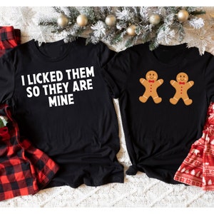 Camisas navideñas para parejas, pijamas navideños para parejas, suéteres para parejas, camisetas navideñas a juego con pan de jengibre, camisetas divertidas y feas para fiestas de suéteres