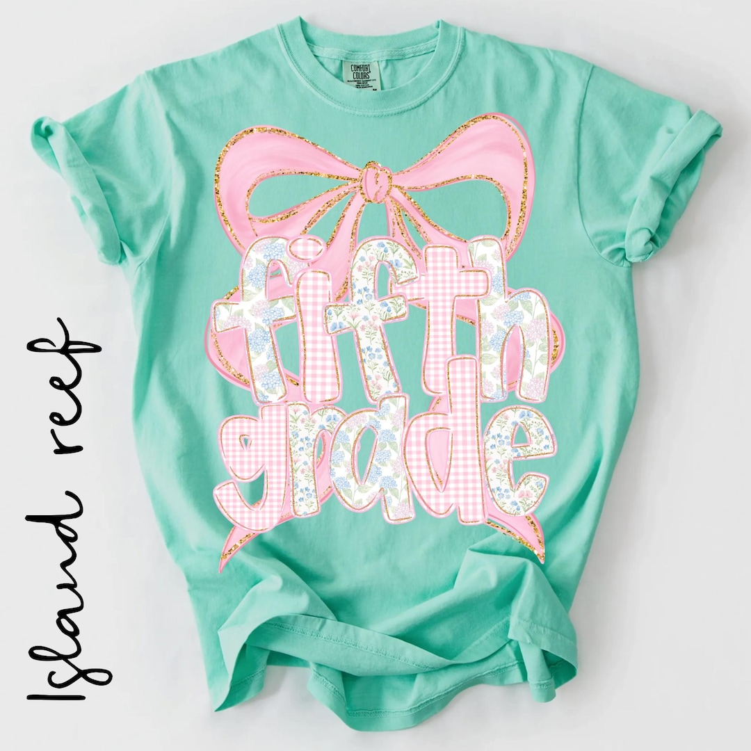 5th Grade Girl Shirt, Coquette Bow Back to School Tee, First Day of 5th Grade Shirt, Comfo