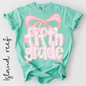 5th Grade Girl Shirt, Coquette Bow Back to School Tee, First Day of 5th Grade Shirt, Comfort Colors School Shirt, Fifth Grade Back to School image 1