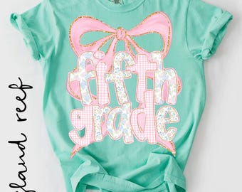 5th Grade Girl Shirt, Coquette Bow Back to School Tee, First Day of 5th Grade Shirt, Comfort Colors School Shirt, Fifth Grade Back to School