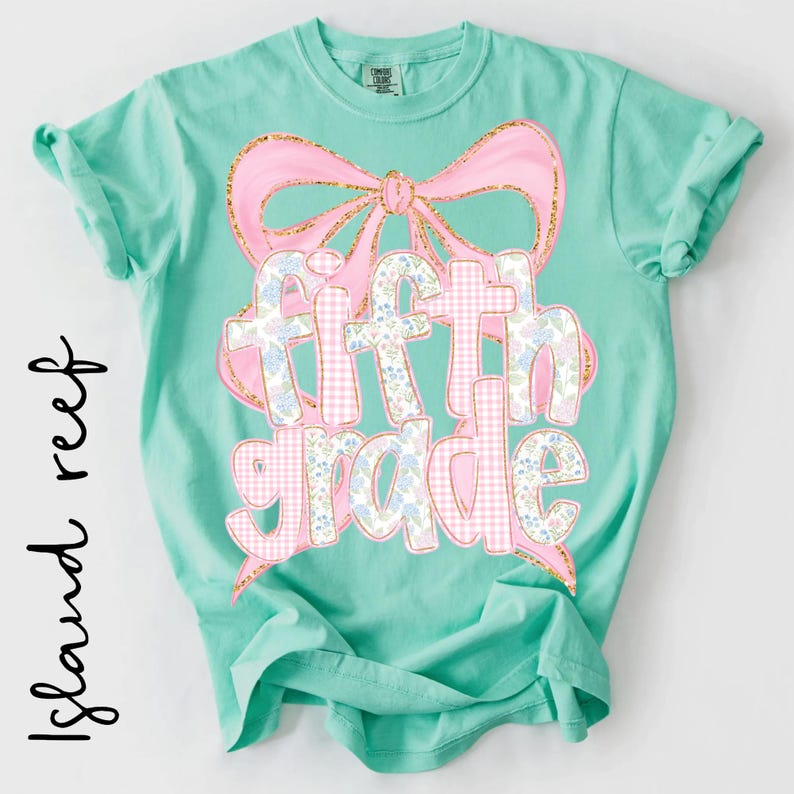 5th Grade Girl Shirt, Coquette Bow Back to School Tee, First Day of 5th Grade Shirt, Comfort Colors School Shirt, Fifth Grade Back to School image 1