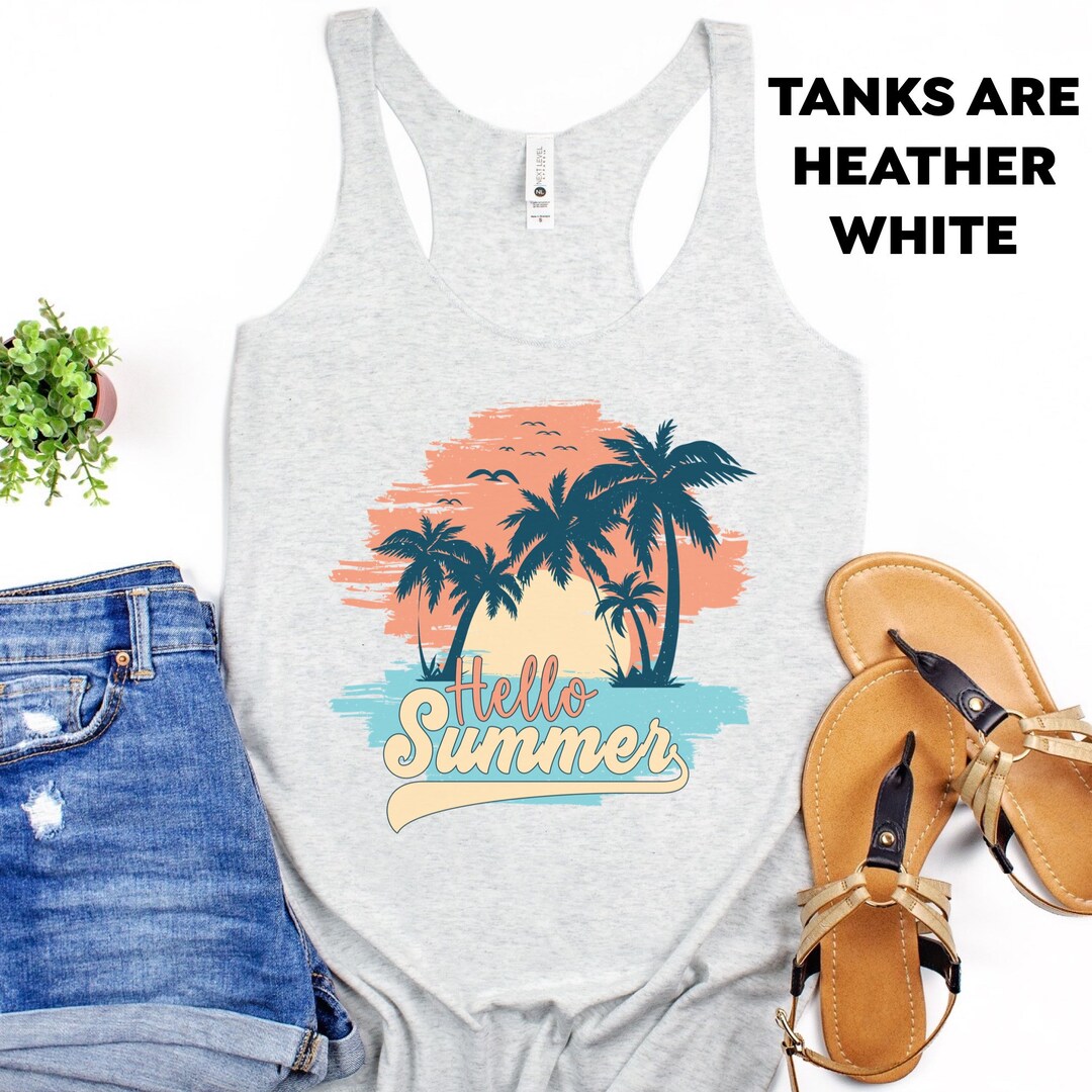 Hello Summer Tank, Beach Tank, Beach Tank Top, Summer Shirt, Summer ...