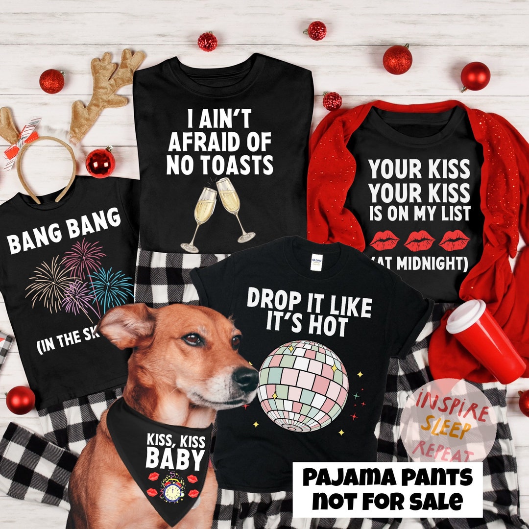 New Years Eve Pajamas, Matching Family New Year Crew Pajamas, Holiday
