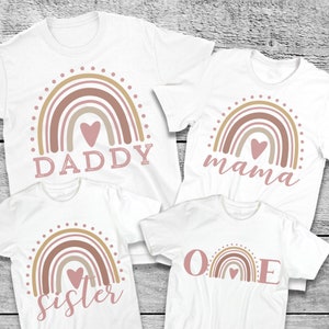 Modern Rainbow First Birthday Family Shirts, Little Miss Onderful, Rainbow Birthday, Girls Birthday Boho 1st Birthday, Cake Smash, Matching