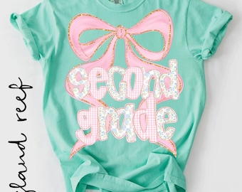 2nd Grade Girl Shirt, Coquette Bow Back to School Tee, First Day of 2nd Grade Shirt,Comfort Colors School Shirt, Second Grade Back to School