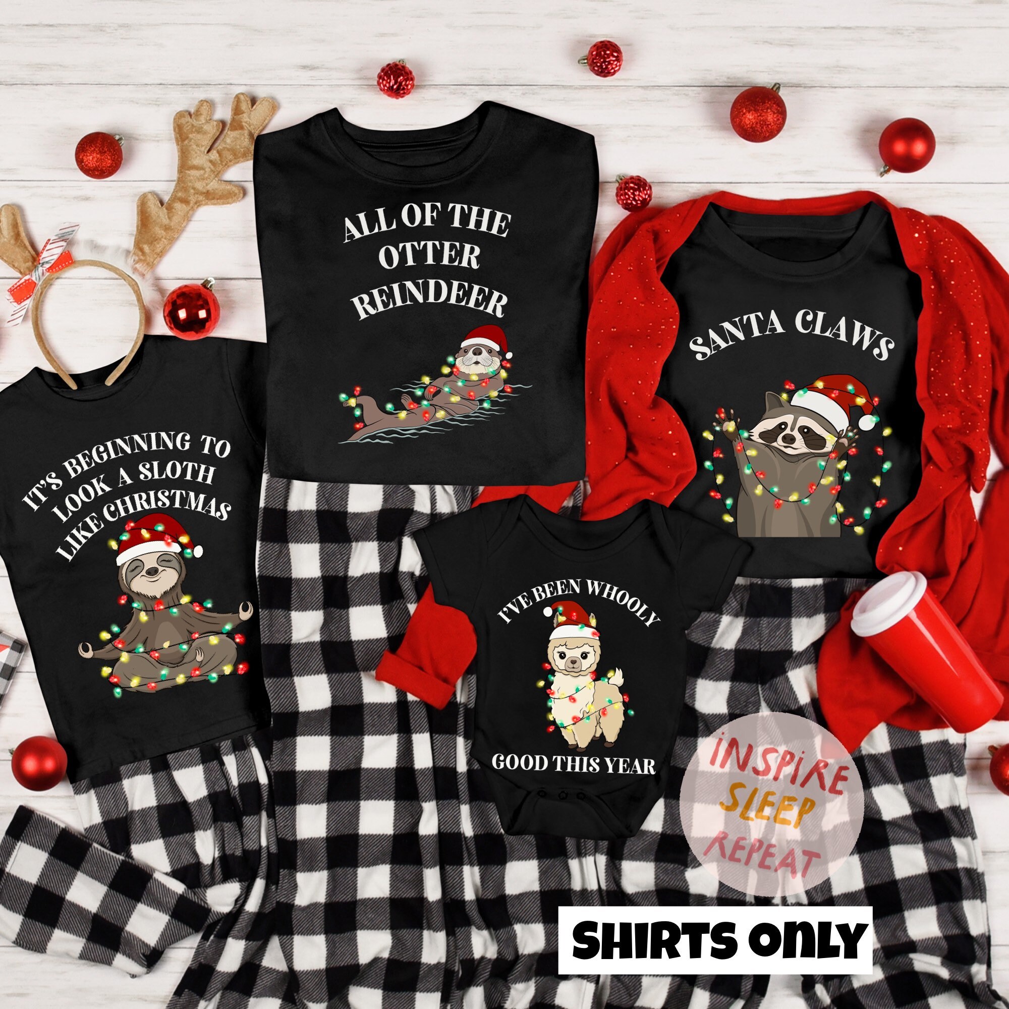 Monogrammed Family Christmas Shirt, Womens Christmas Pajamas, Christmas  Monogram Shirt With Pants, Custom Christmas Shirt, Holiday Pajamas 